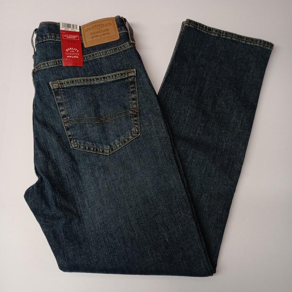 Signature By Levi Straight Jeans Men's 31x30 Blue Denim Ultimate Flex